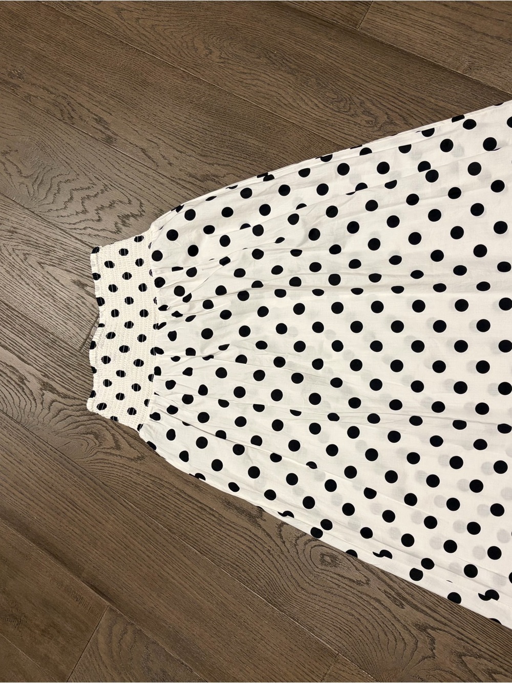 Old Navy White and Black Polka Dot Smocked Waist maxi skirt